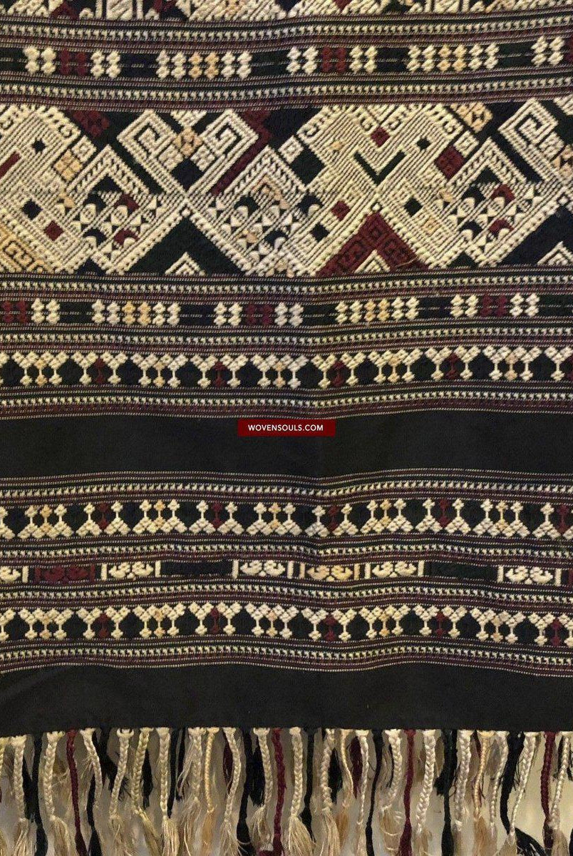 1361 Superbo scialle di seta laotiano - Tessitura di arte tessile dal Laos-WOVENSOULS-Arredamento artistico-tessile-vintage-antico