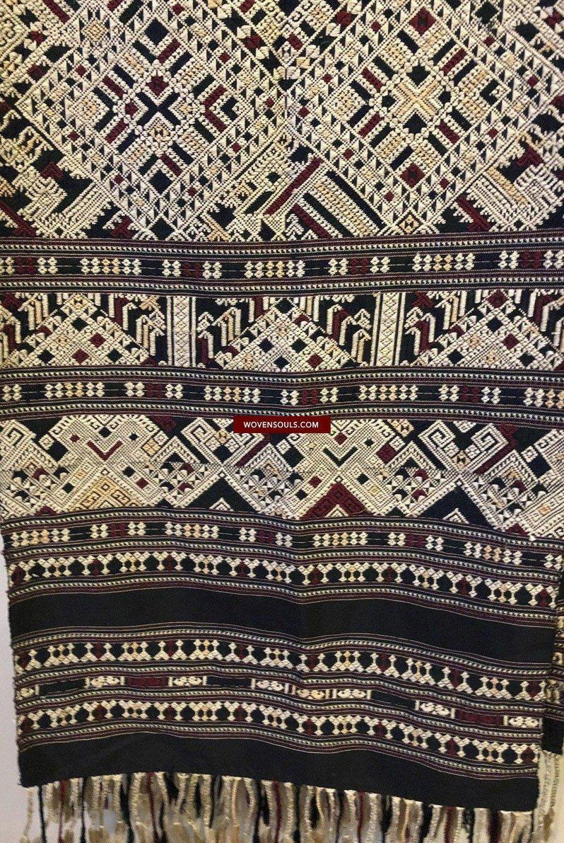 1361 Superbo scialle di seta laotiano - Tessitura di arte tessile dal Laos-WOVENSOULS-Arredamento artistico-tessile-vintage-antico