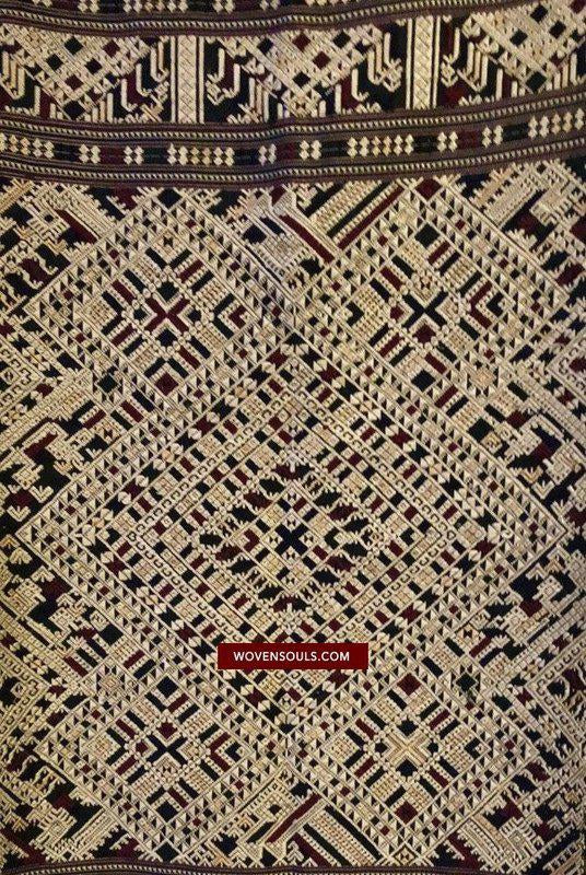 1361 Superbo scialle di seta laotiano - Tessitura di arte tessile dal Laos-WOVENSOULS-Arredamento artistico-tessile-vintage-antico