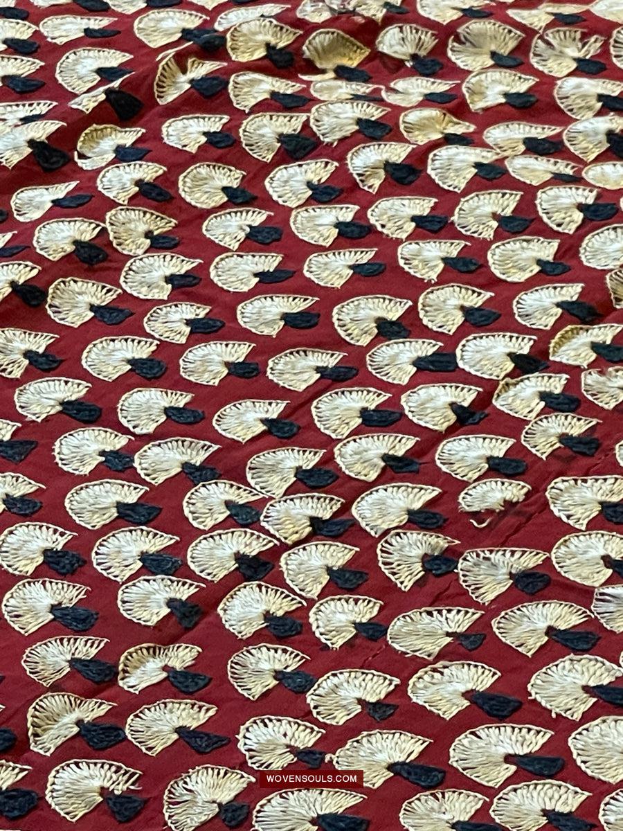 1364 Superb Antique Sindh Odhana Abochani Wedding Shawl - Deep Red Base-WOVENSOULS Antique Textiles & Art Gallery