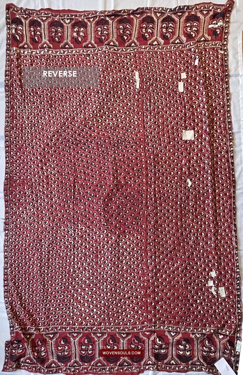 1364 Superb Antique Sindh Odhana Abochani Wedding Shawl - Deep Red Base-WOVENSOULS Antique Textiles & Art Gallery