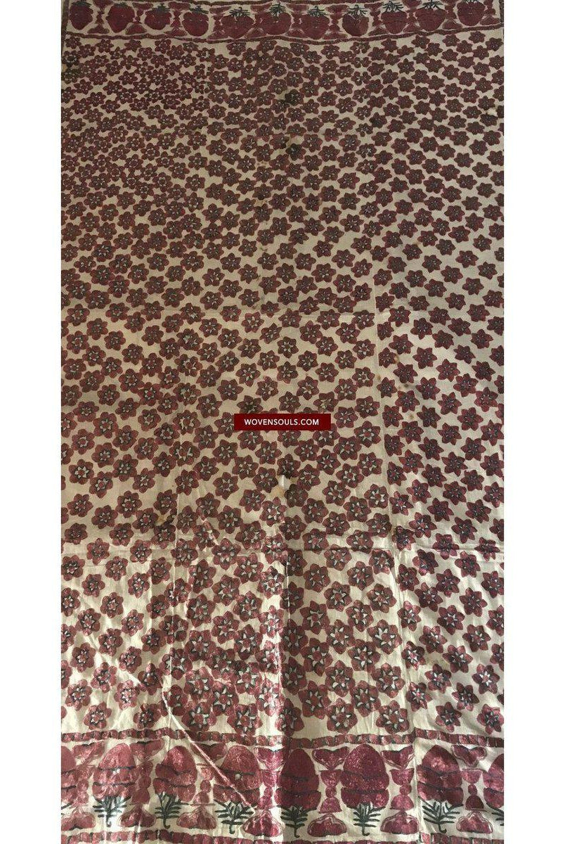 1365 Superb Old Sindh Odhana Abochani Wedding Shawl - Six Petalled Flowers-WOVENSOULS-Antique-Vintage-Textiles-Art-Decor