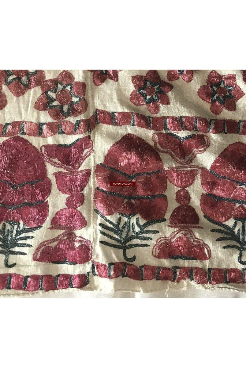 1365 Superb Old Sindh Odhana Abochani Wedding Shawl - Six Petalled Flowers-WOVENSOULS-Antique-Vintage-Textiles-Art-Decor