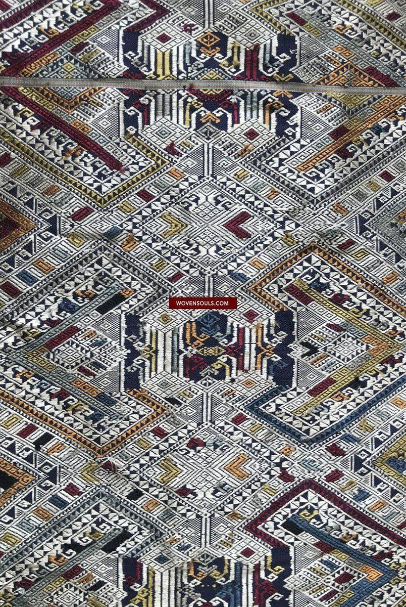 1372 Scialle di seta laotiana blu superfine - Tessitura di arte tessile dal Laos-WOVENSOULS-Arredamento artistico-tessile-vintage-antico