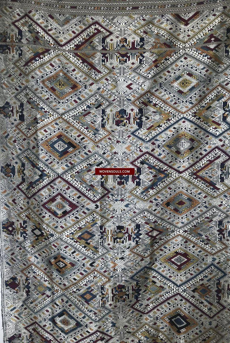 1372 Scialle di seta laotiana blu superfine - Tessitura di arte tessile dal Laos-WOVENSOULS-Arredamento artistico-tessile-vintage-antico
