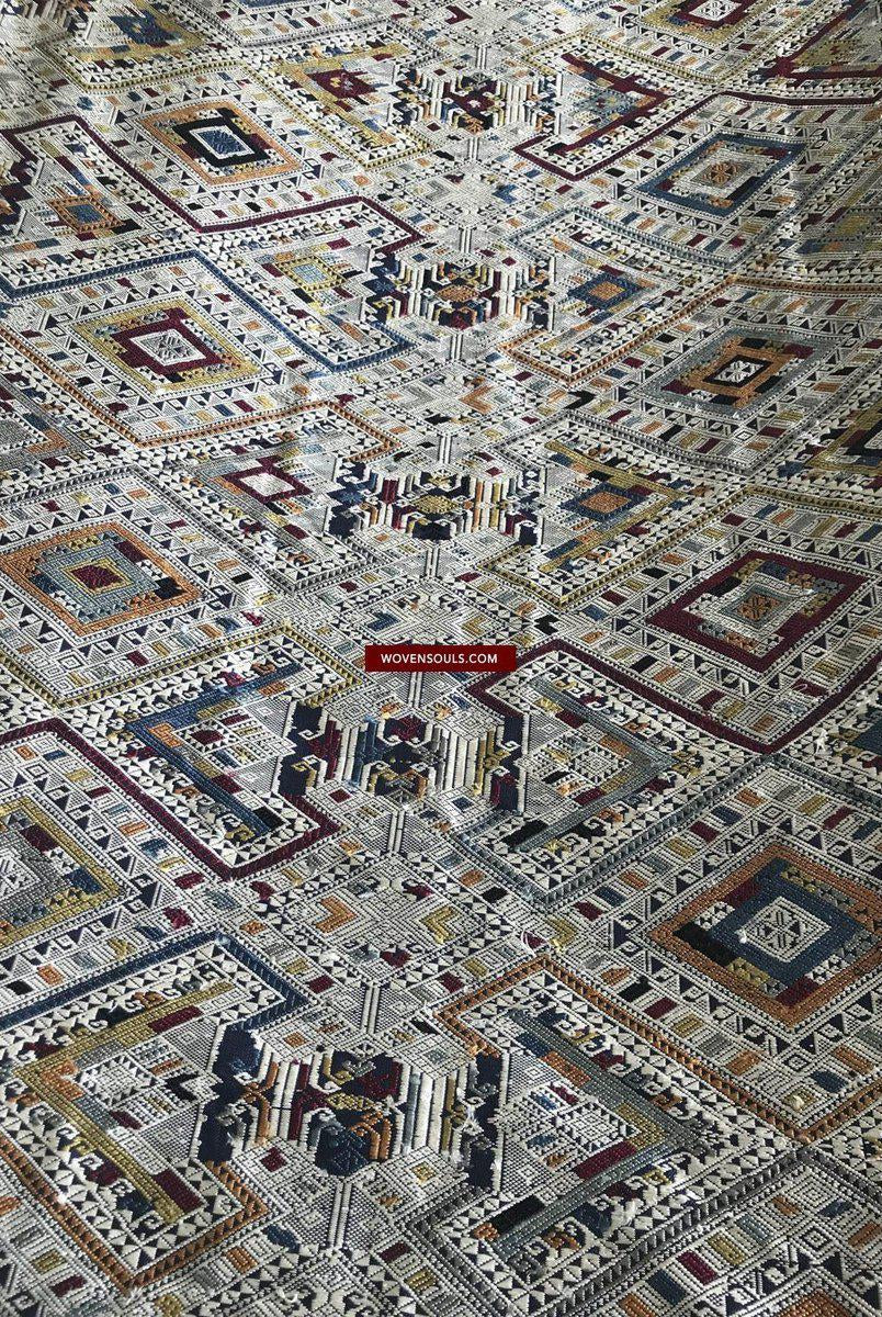 1372 Scialle di seta laotiana blu superfine - Tessitura di arte tessile dal Laos-WOVENSOULS-Arredamento artistico-tessile-vintage-antico