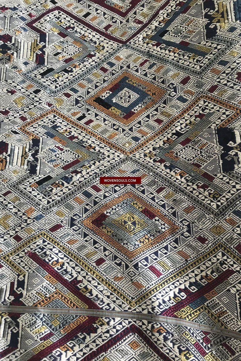 1372 Scialle di seta laotiana blu superfine - Tessitura di arte tessile dal Laos-WOVENSOULS-Arredamento artistico-tessile-vintage-antico