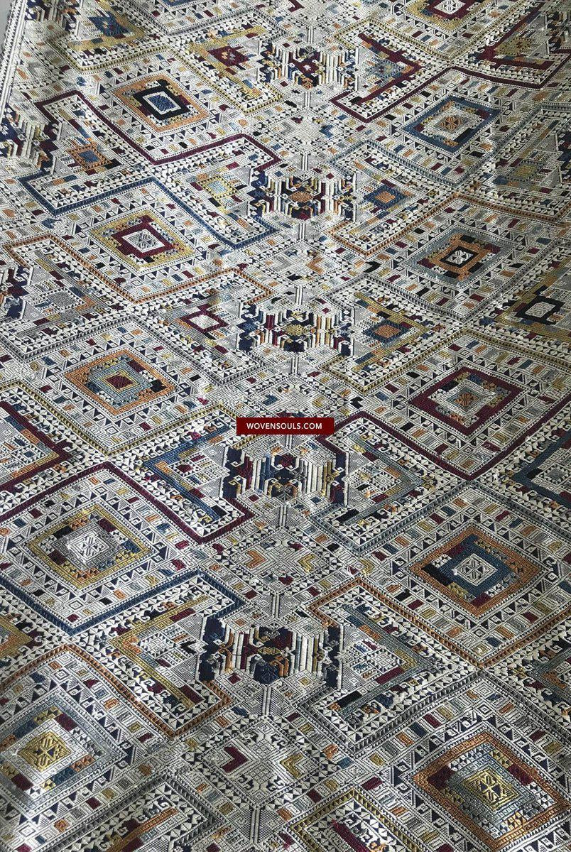 1372 Scialle di seta laotiana blu superfine - Tessitura di arte tessile dal Laos-WOVENSOULS-Arredamento artistico-tessile-vintage-antico
