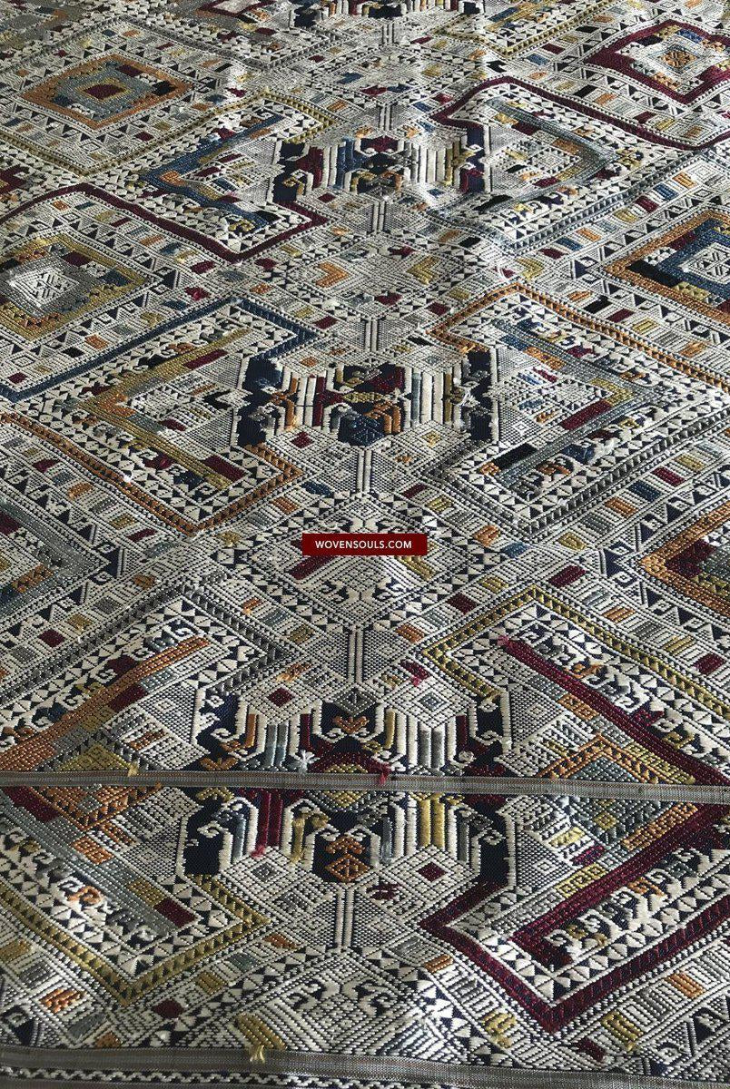 1372 Scialle di seta laotiana blu superfine - Tessitura di arte tessile dal Laos-WOVENSOULS-Arredamento artistico-tessile-vintage-antico
