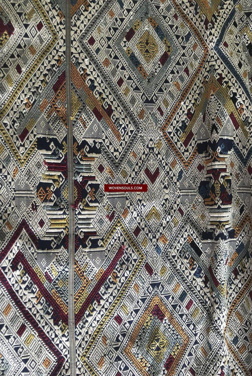 1372 Scialle di seta laotiana blu superfine - Tessitura di arte tessile dal Laos-WOVENSOULS-Arredamento artistico-tessile-vintage-antico