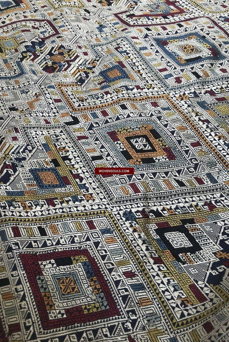 1372 Scialle di seta laotiana blu superfine - Tessitura di arte tessile dal Laos-WOVENSOULS-Arredamento artistico-tessile-vintage-antico