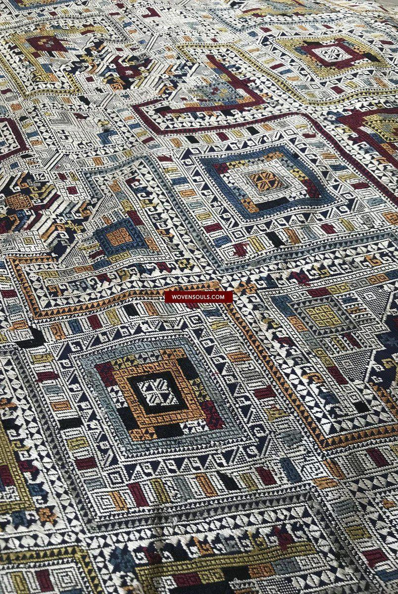 1372 Scialle di seta laotiana blu superfine - Tessitura di arte tessile dal Laos-WOVENSOULS-Arredamento artistico-tessile-vintage-antico
