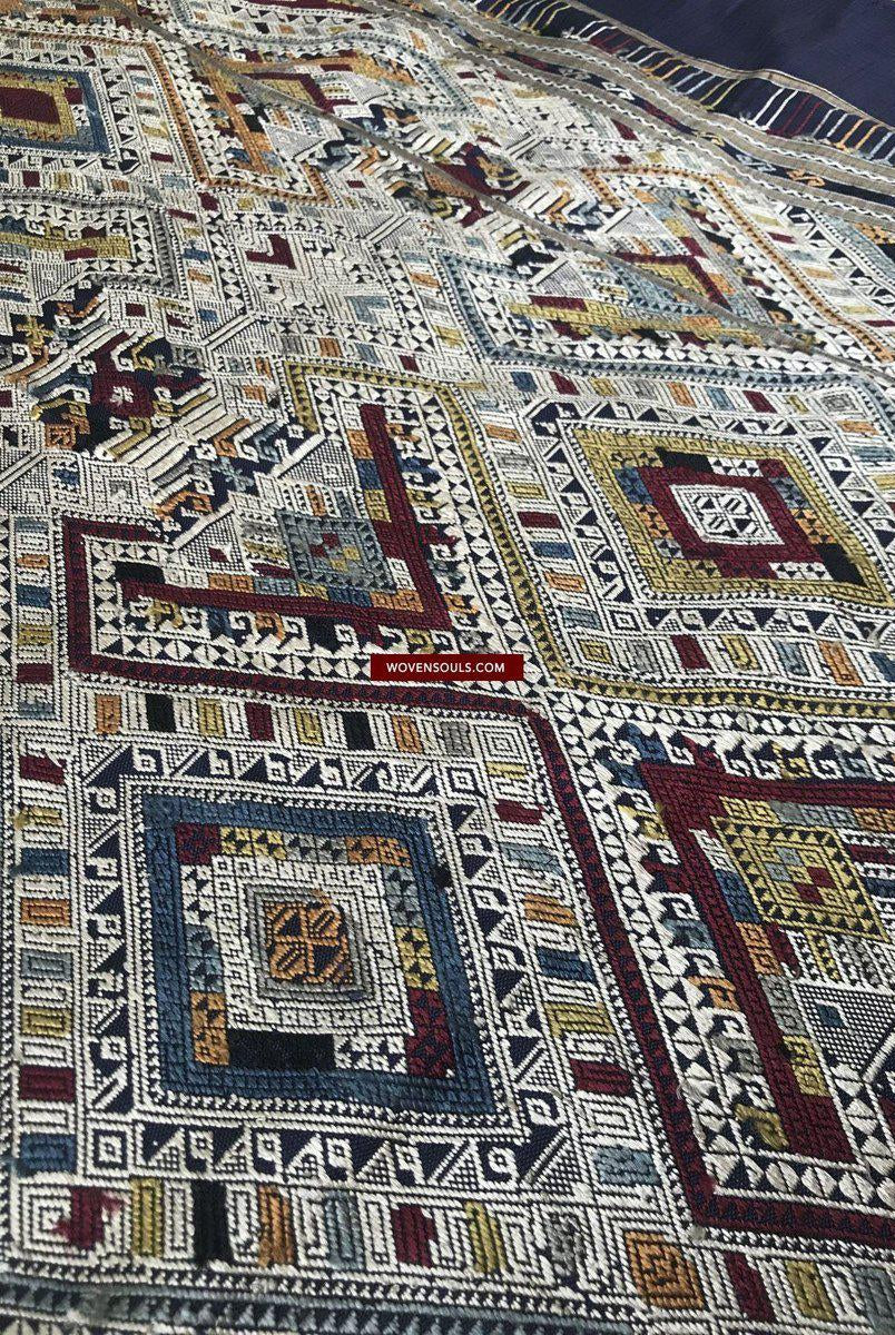 1372 Scialle di seta laotiana blu superfine - Tessitura di arte tessile dal Laos-WOVENSOULS-Arredamento artistico-tessile-vintage-antico