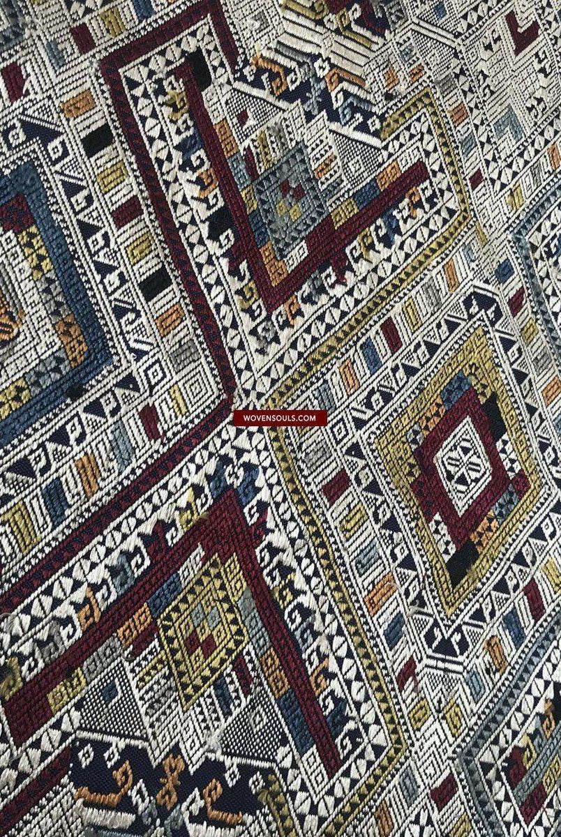 1372 Scialle di seta laotiana blu superfine - Tessitura di arte tessile dal Laos-WOVENSOULS-Arredamento artistico-tessile-vintage-antico
