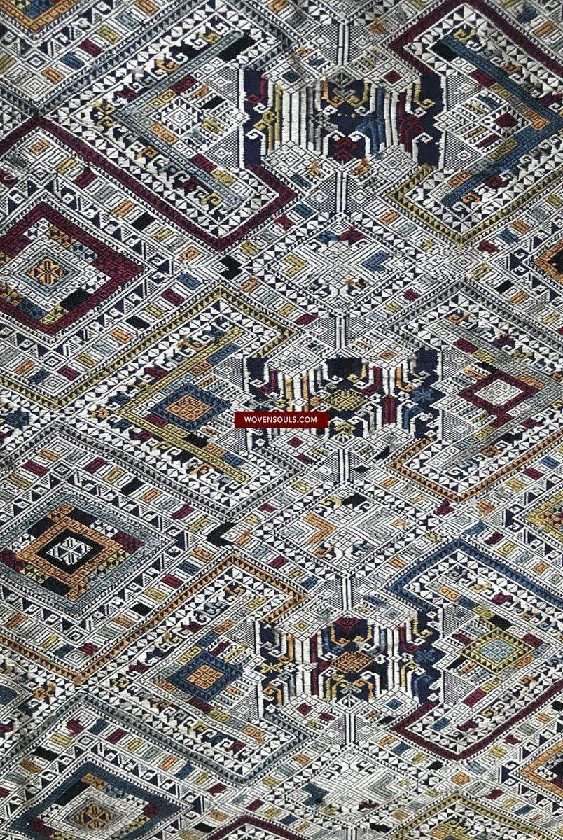 1372 Scialle di seta laotiana blu superfine - Tessitura di arte tessile dal Laos-WOVENSOULS-Arredamento artistico-tessile-vintage-antico