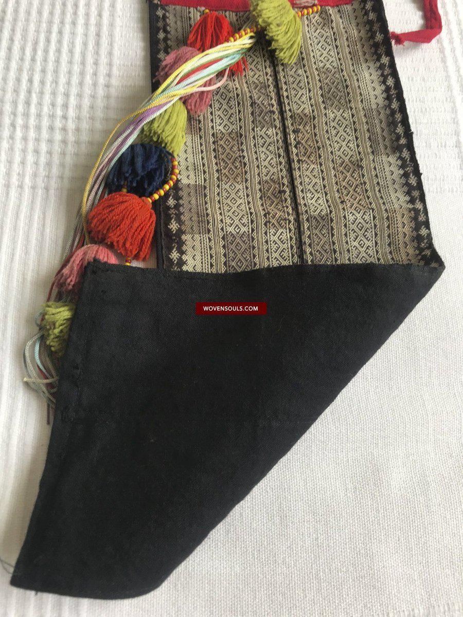 1373 Vintage Yao Tribal Embroidery Textile Art - Collar or Bib-WOVENSOULS-Antique-Vintage-Textiles-Art-Decor