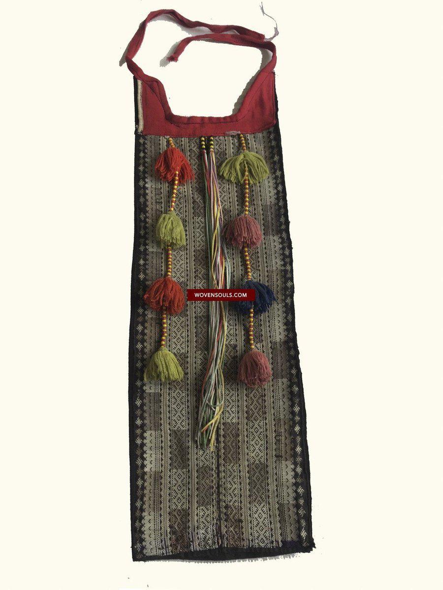 1373 Vintage Yao Tribal Embroidery Textile Art - Collar or Bib-WOVENSOULS-Antique-Vintage-Textiles-Art-Decor