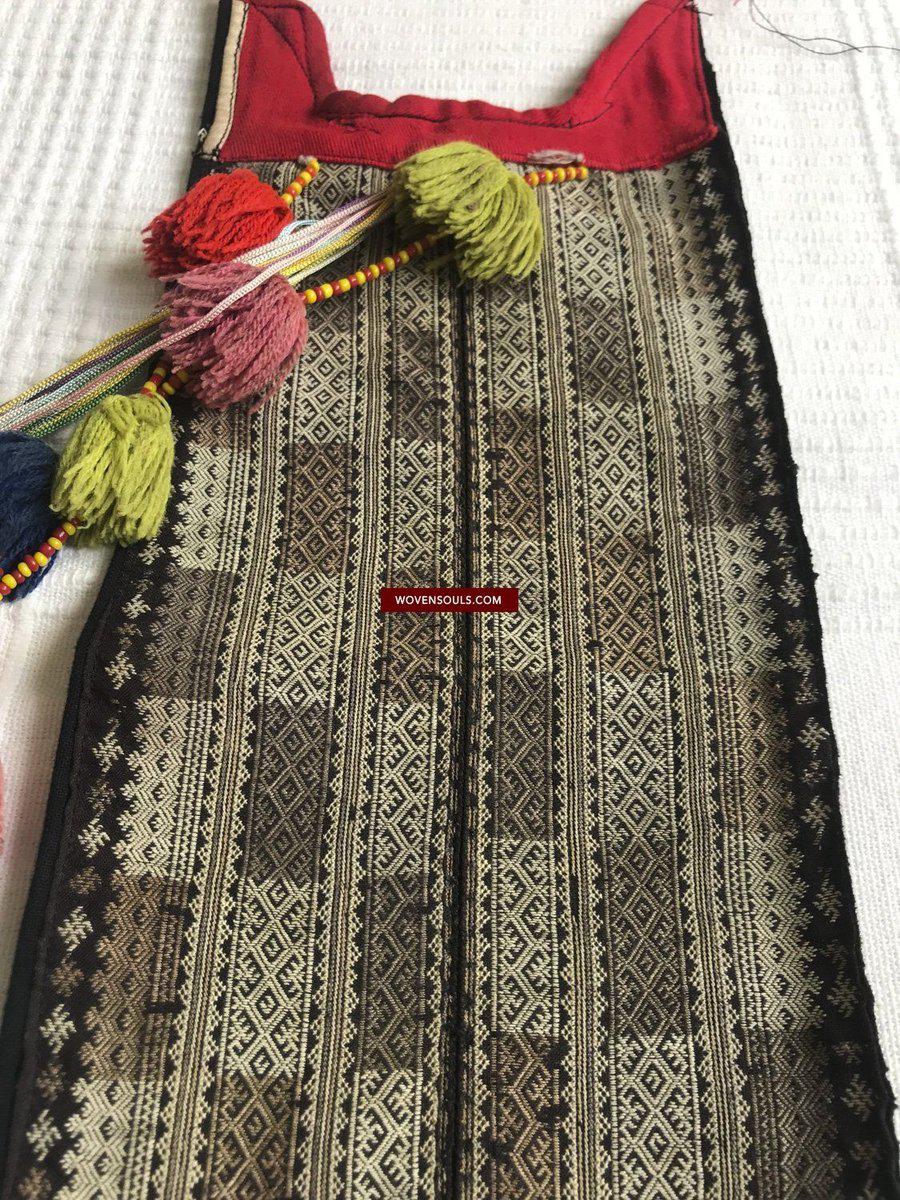 1373 Vintage Yao Tribal Embroidery Textile Art - Collar or Bib-WOVENSOULS-Antique-Vintage-Textiles-Art-Decor