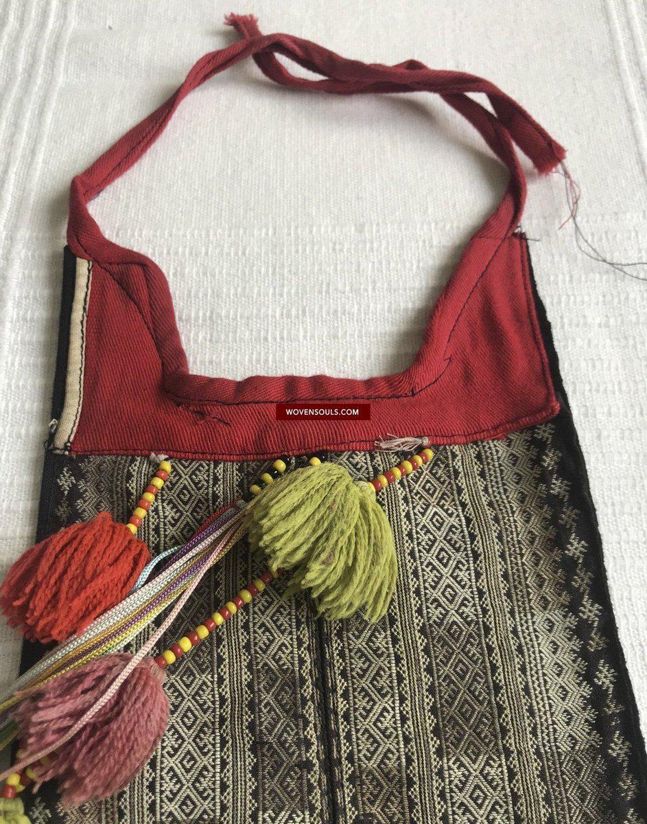 1373 Vintage Yao Tribal Embroidery Textile Art - Collar or Bib-WOVENSOULS-Antique-Vintage-Textiles-Art-Decor