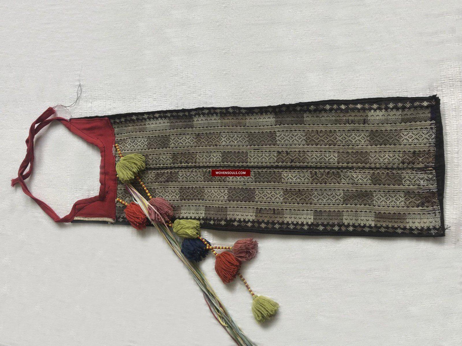 1373 Vintage Yao Tribal Embroidery Textile Art - Collar or Bib-WOVENSOULS-Antique-Vintage-Textiles-Art-Decor