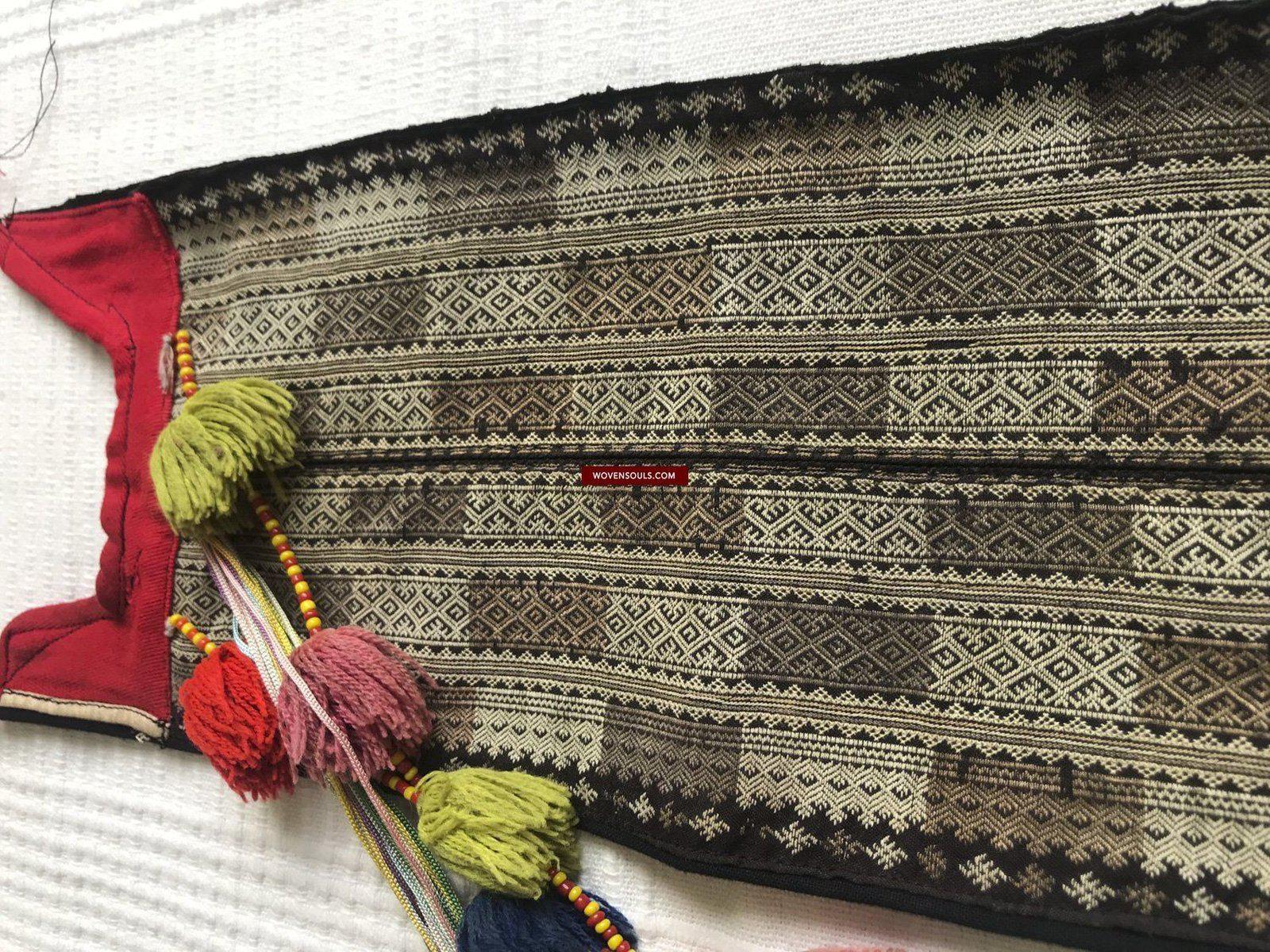 1373 Vintage Yao Tribal Embroidery Textile Art - Collar or Bib-WOVENSOULS-Antique-Vintage-Textiles-Art-Decor