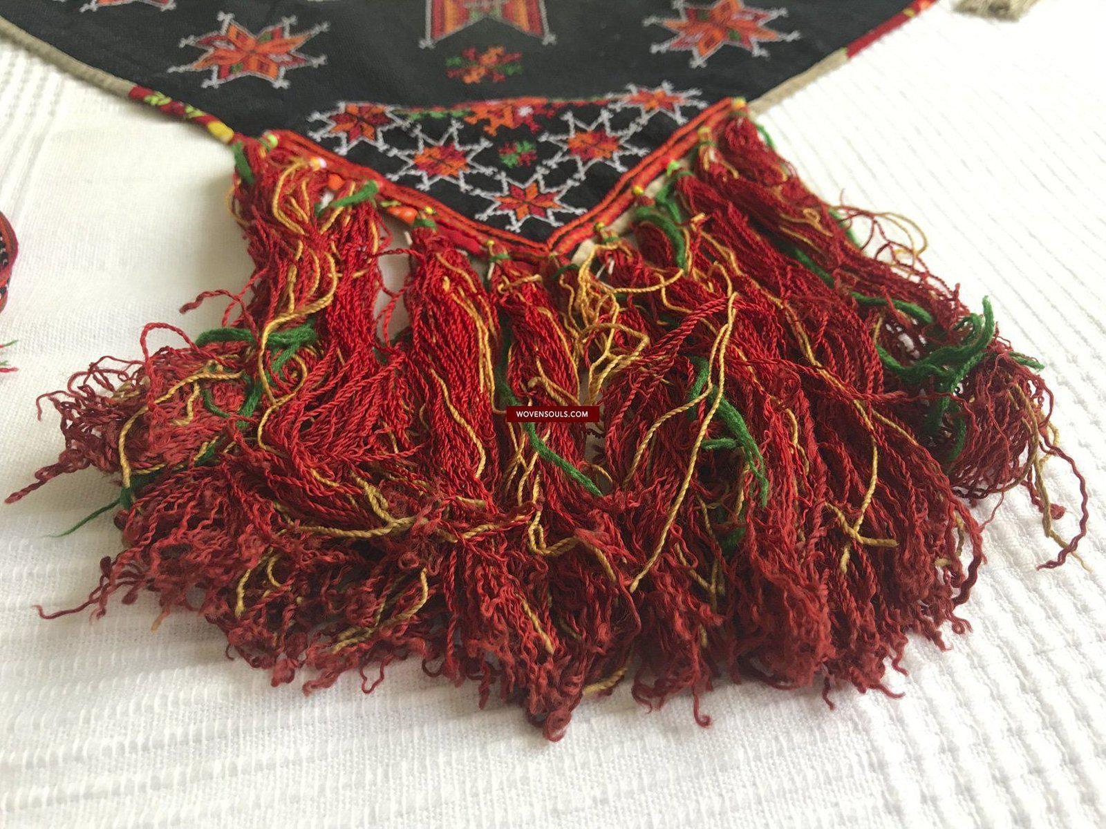 1374 SOLD Vintage Yao Tribal Embroidery Textile Art - Bridal Scarf-WOVENSOULS-Antique-Vintage-Textiles-Art-Decor