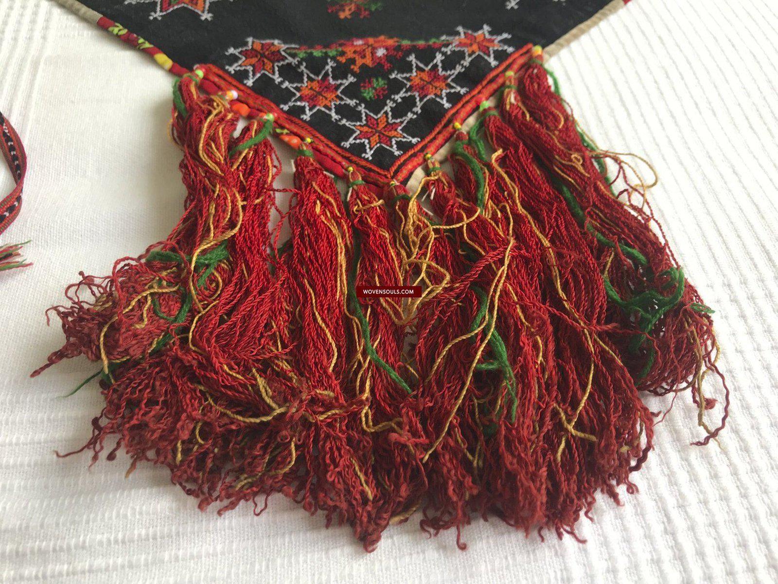 1374 SOLD Vintage Yao Tribal Embroidery Textile Art - Bridal Scarf-WOVENSOULS-Antique-Vintage-Textiles-Art-Decor