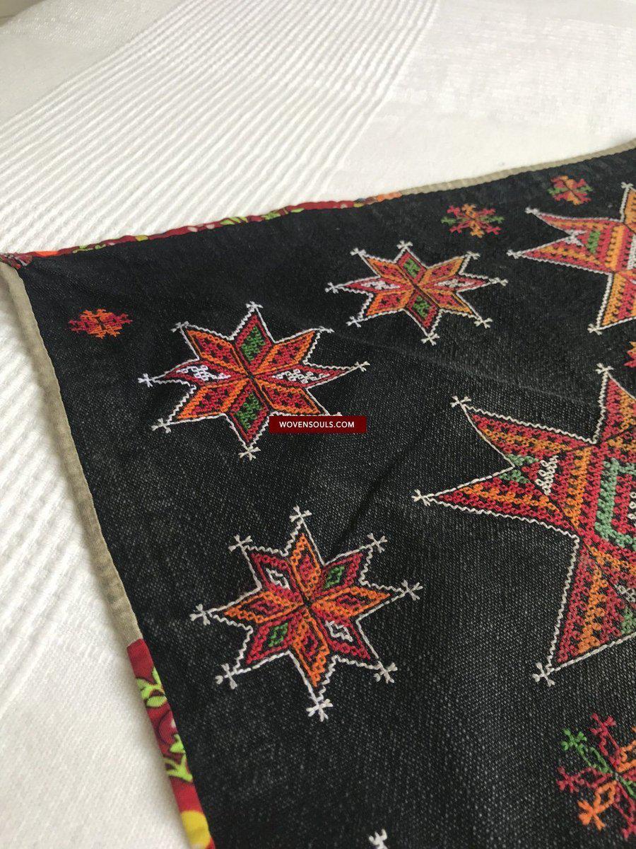 1374 SOLD Vintage Yao Tribal Embroidery Textile Art - Bridal Scarf-WOVENSOULS-Antique-Vintage-Textiles-Art-Decor