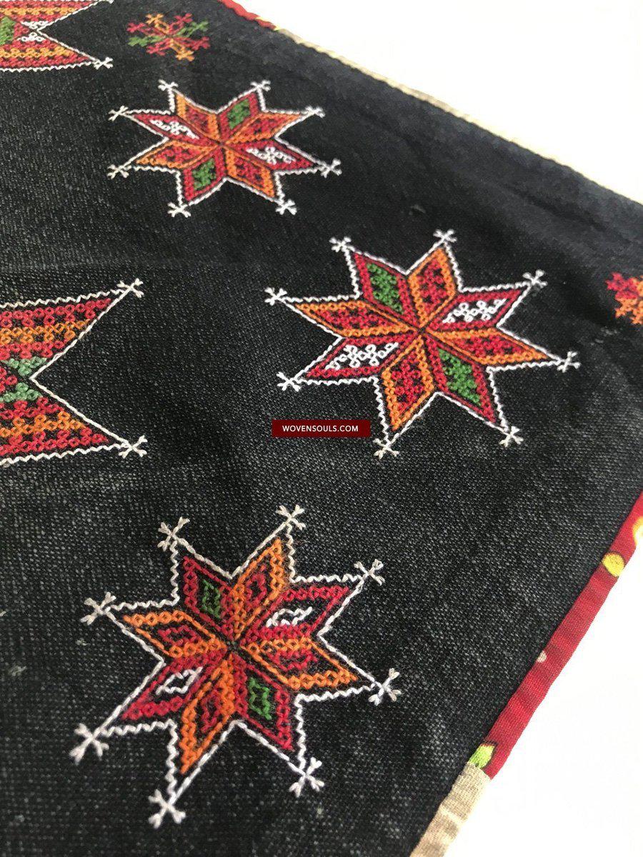 1374 SOLD Vintage Yao Tribal Embroidery Textile Art - Bridal Scarf-WOVENSOULS-Antique-Vintage-Textiles-Art-Decor