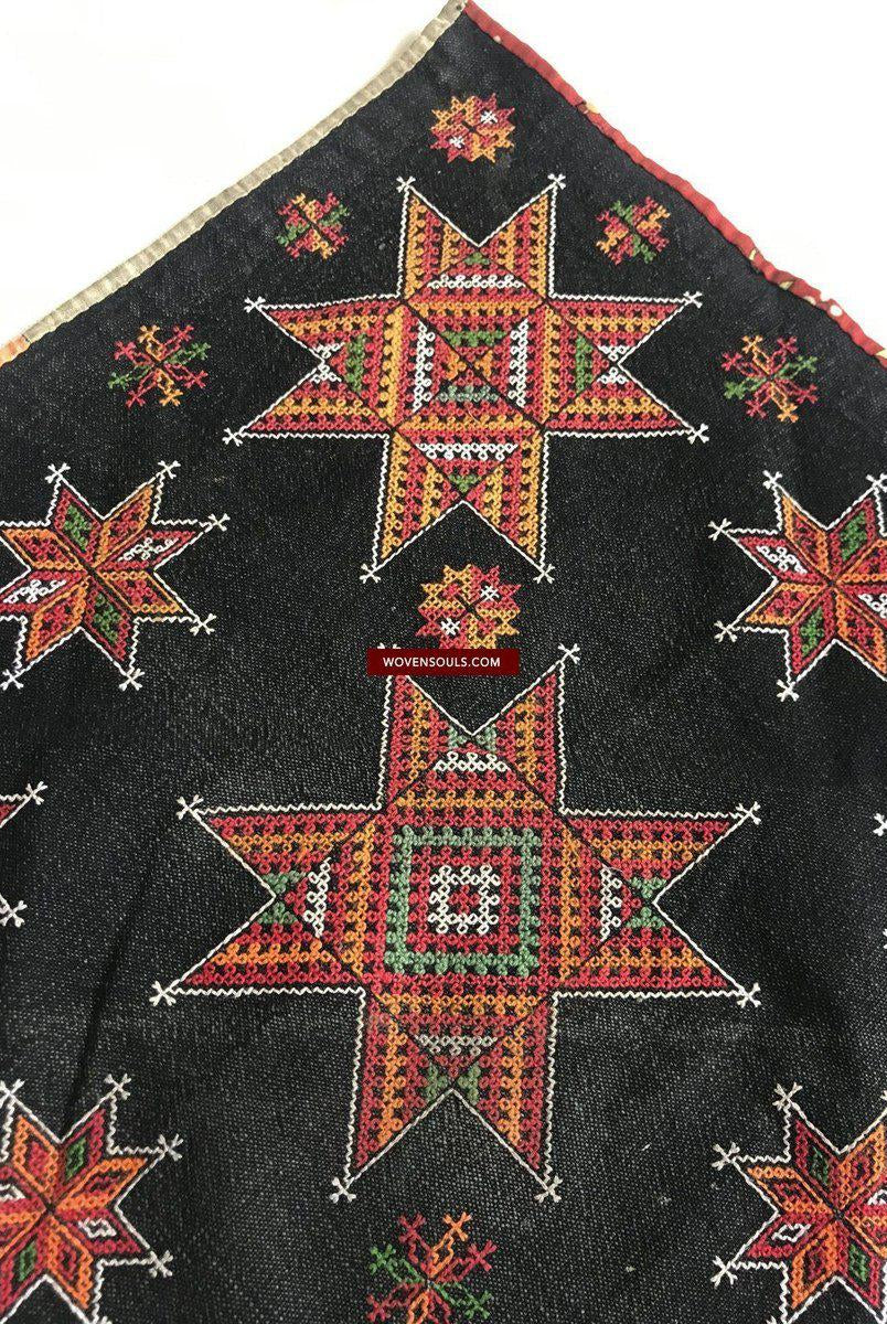 1374 SOLD Vintage Yao Tribal Embroidery Textile Art - Bridal Scarf-WOVENSOULS-Antique-Vintage-Textiles-Art-Decor