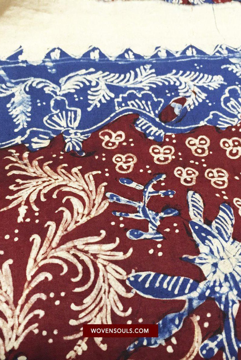 1377 Java Batik Tulis Textile Art Shawl-WOVENSOULS-Antique-Vintage-Textiles-Art-Decor