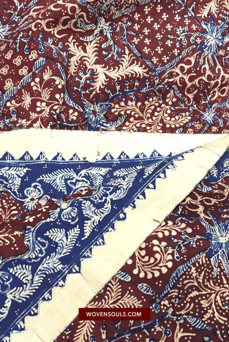 1377 Java Batik Tulis Textile Art Shawl-WOVENSOULS-Antique-Vintage-Textiles-Art-Decor