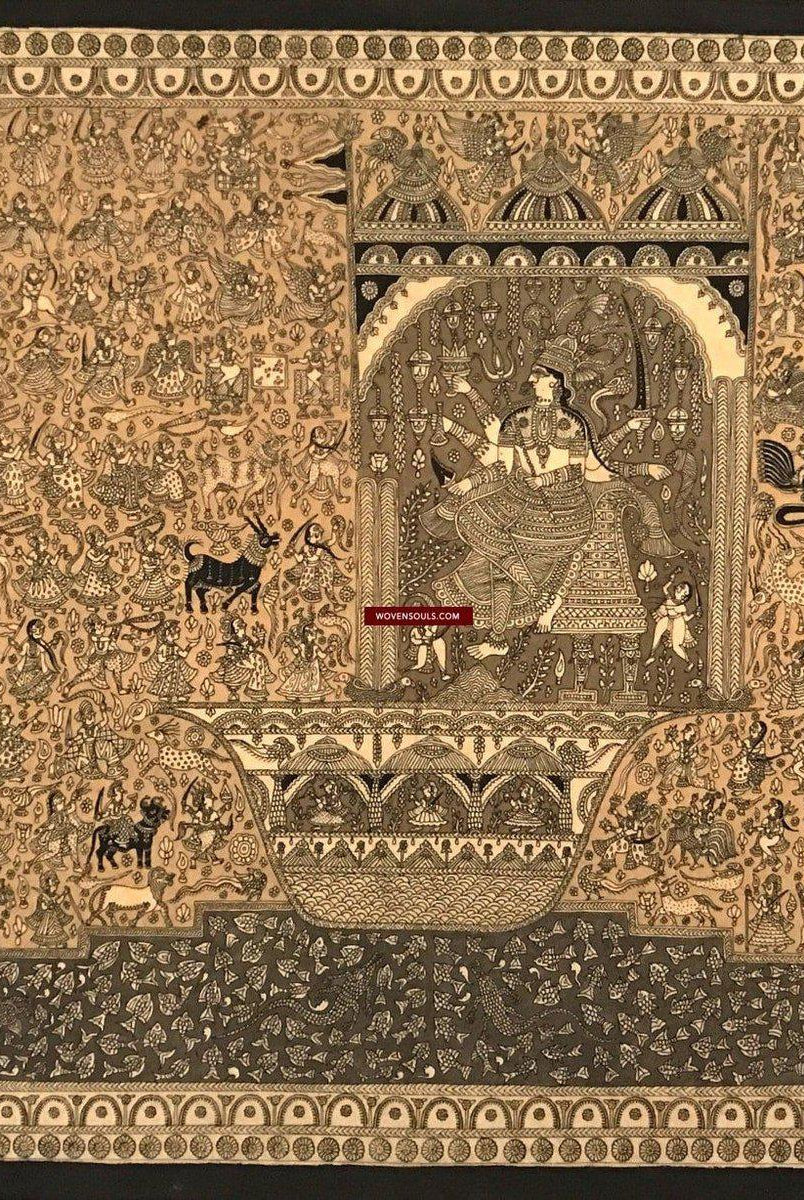 138 opere d'arte superfine Mata Ni Pachedi Kalamkari - qualità museale-WOVENSOULS-Arredamento artistico-tessile-vintage-antico