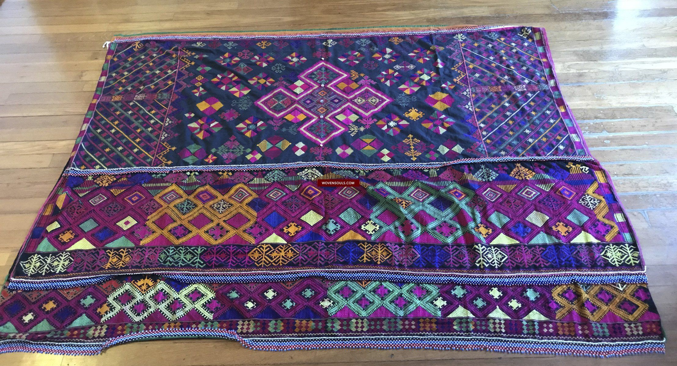 1380 Vintage Kohistan Wedding Shawl with Embroidery - MASTERPIECE-WOVENSOULS-Antique-Vintage-Textiles-Art-Decor