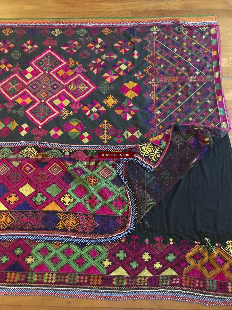 1380 Vintage Kohistan Wedding Shawl with Embroidery - MASTERPIECE-WOVENSOULS-Antique-Vintage-Textiles-Art-Decor