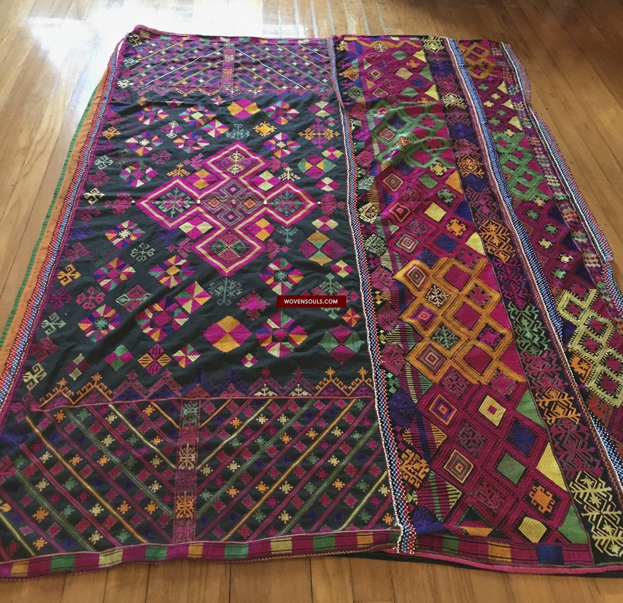 1380 Vintage Kohistan Wedding Shawl with Embroidery - MASTERPIECE-WOVENSOULS-Antique-Vintage-Textiles-Art-Decor