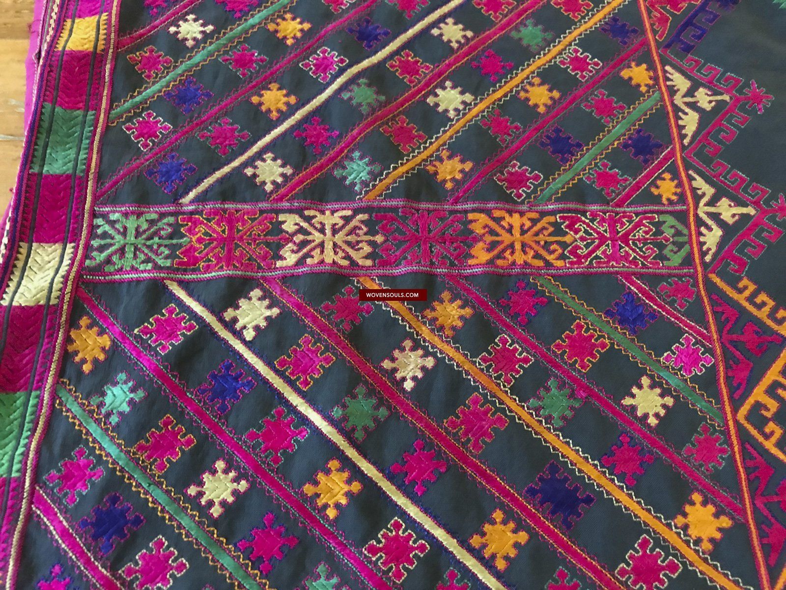 1380 Vintage Kohistan Wedding Shawl with Embroidery - MASTERPIECE-WOVENSOULS-Antique-Vintage-Textiles-Art-Decor