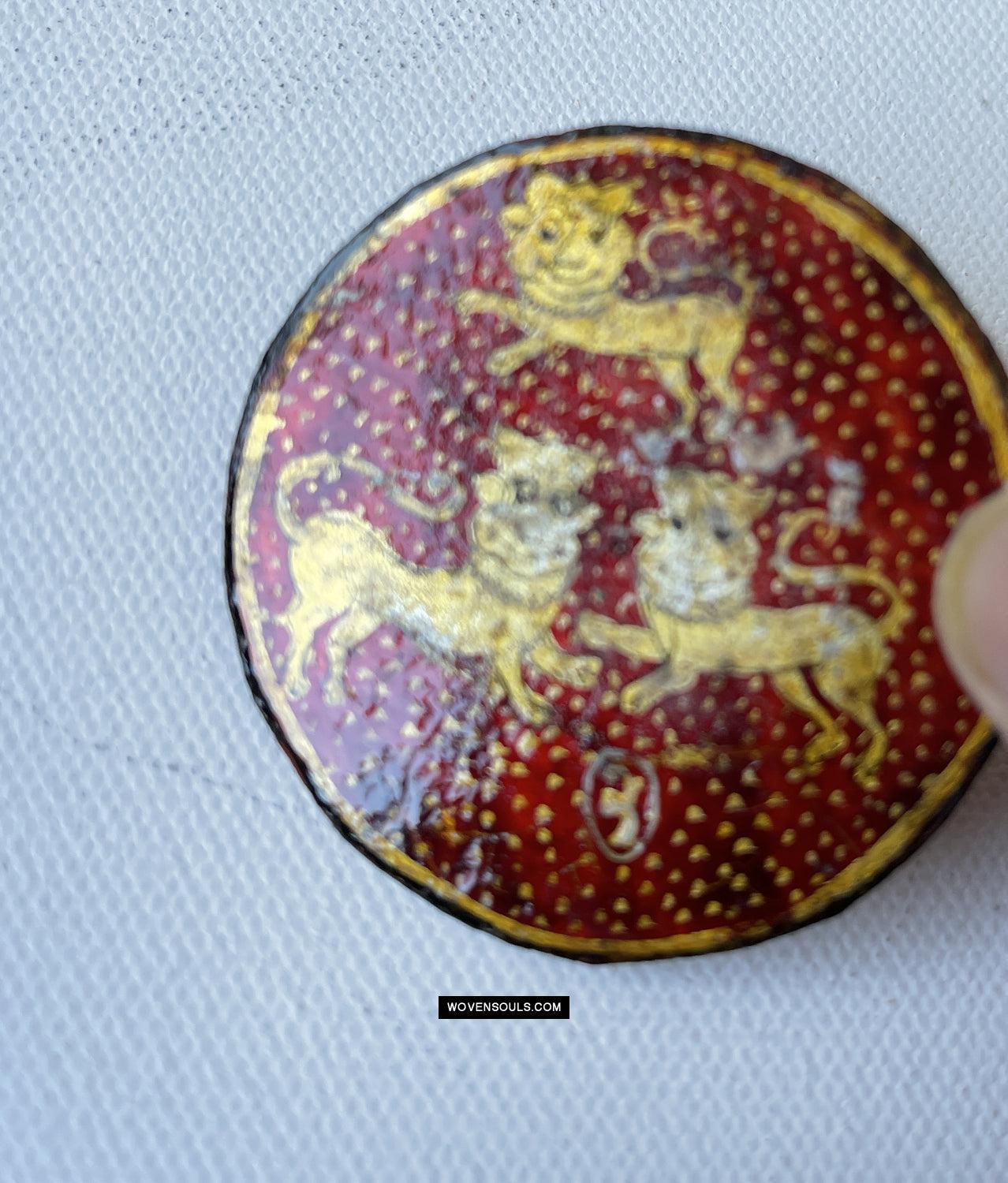 1383-A Group of Antique Lacquered Ganjifa Playing Cards with Gold Illumination-WOVENSOULS Antique Textiles & Art Gallery