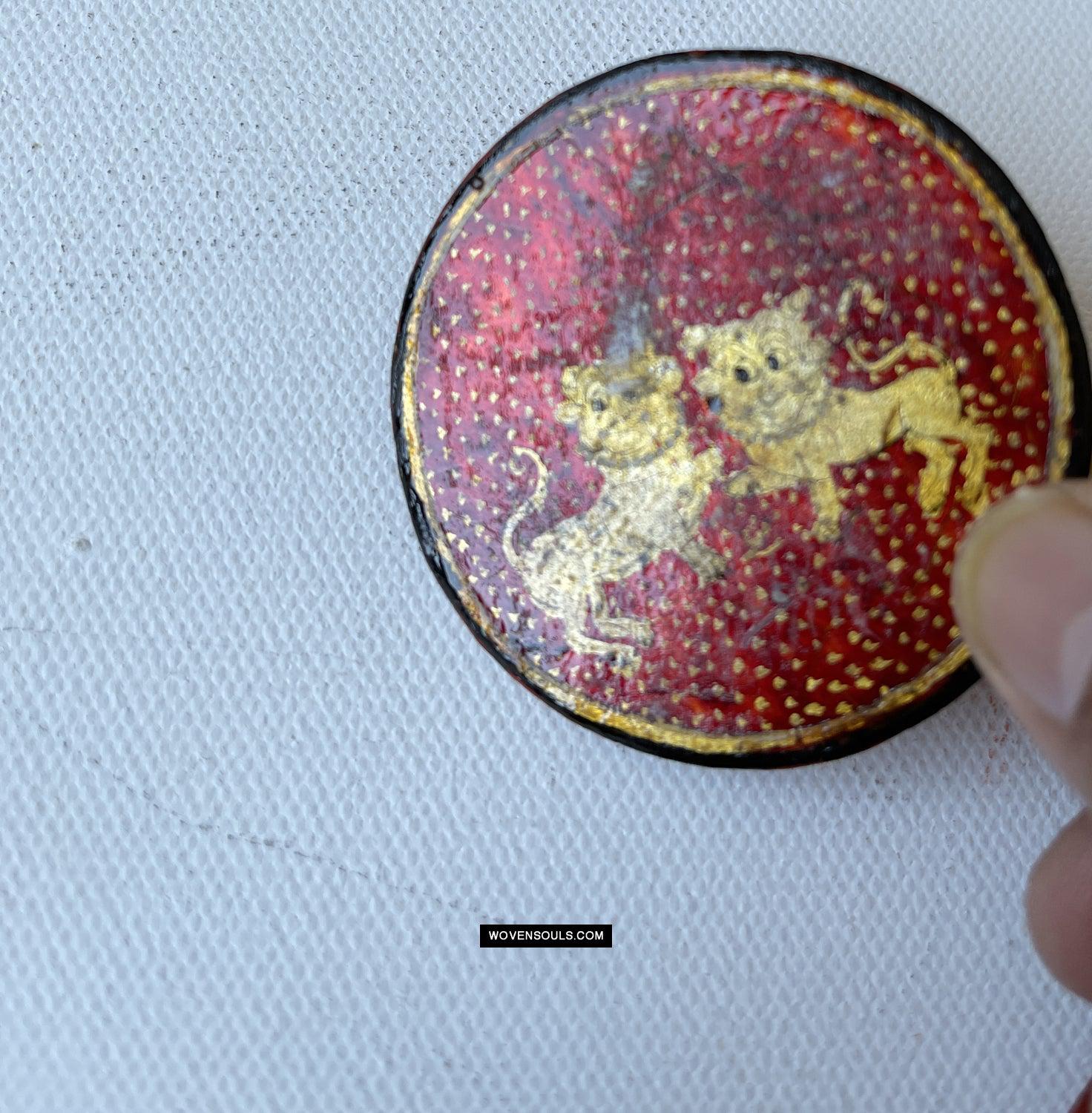 1383-A Group of Antique Lacquered Ganjifa Playing Cards with Gold Illumination-WOVENSOULS Antique Textiles & Art Gallery