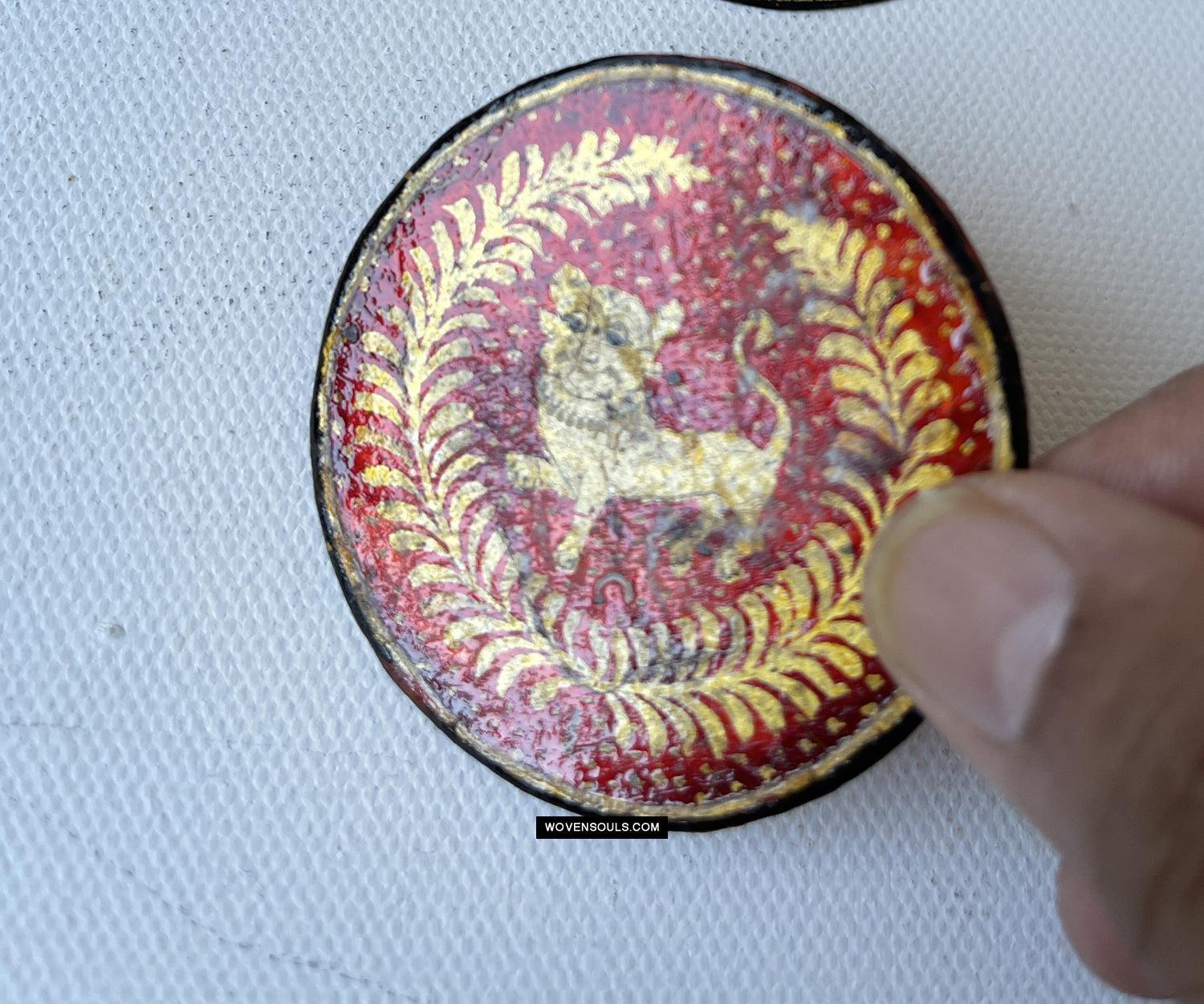 1383-A Group of Antique Lacquered Ganjifa Playing Cards with Gold Illumination-WOVENSOULS Antique Textiles & Art Gallery