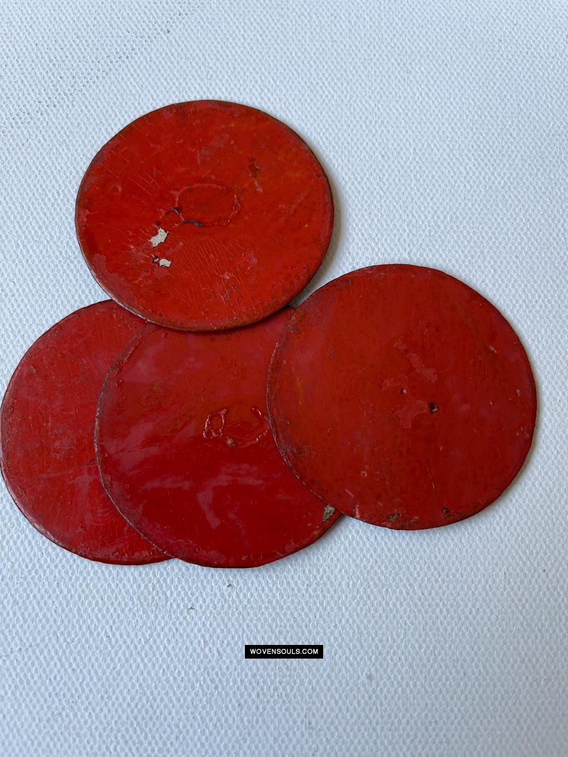 1383-A Group of Antique Lacquered Ganjifa Playing Cards with Gold Illumination-WOVENSOULS Antique Textiles & Art Gallery