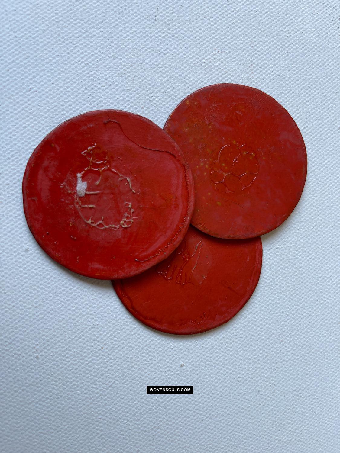 1383-B Group of Antique Lacquered Ganjifa Playing Cards with Gold Illumination-WOVENSOULS Antique Textiles & Art Gallery