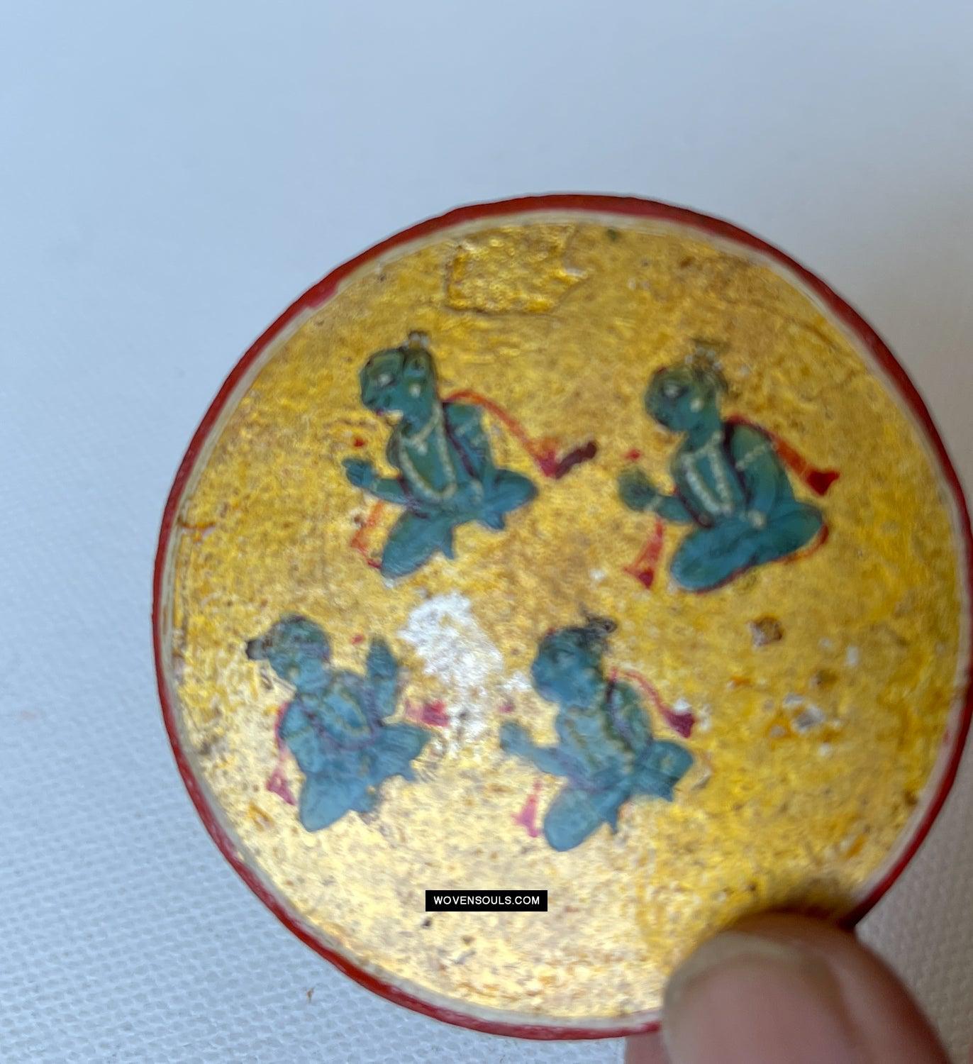 1383-B Group of Antique Lacquered Ganjifa Playing Cards with Gold Illumination-WOVENSOULS Antique Textiles & Art Gallery