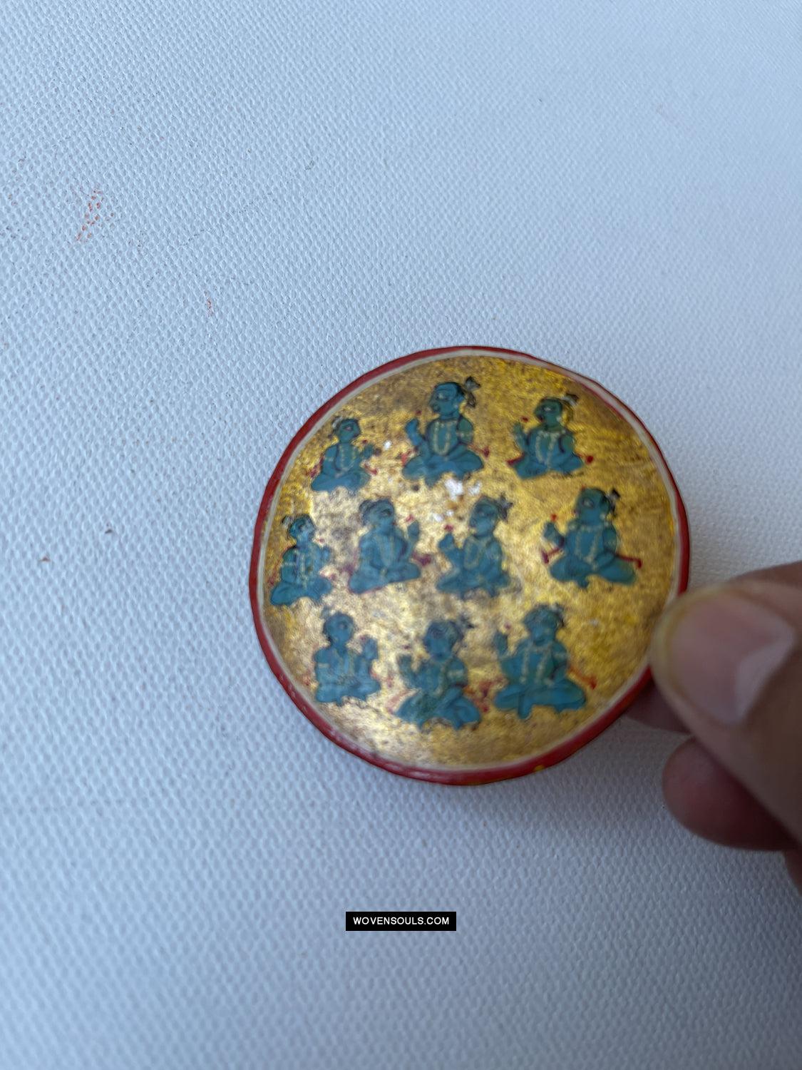 1383-B Group of Antique Lacquered Ganjifa Playing Cards with Gold Illumination-WOVENSOULS Antique Textiles & Art Gallery