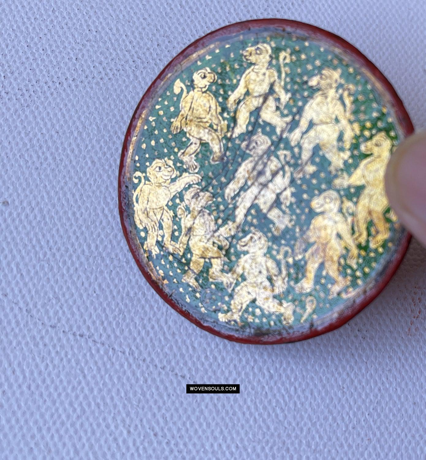 1383-C Group of Antique Lacquered Ganjifa Playing Cards with Gold Illumination-WOVENSOULS Antique Textiles & Art Gallery