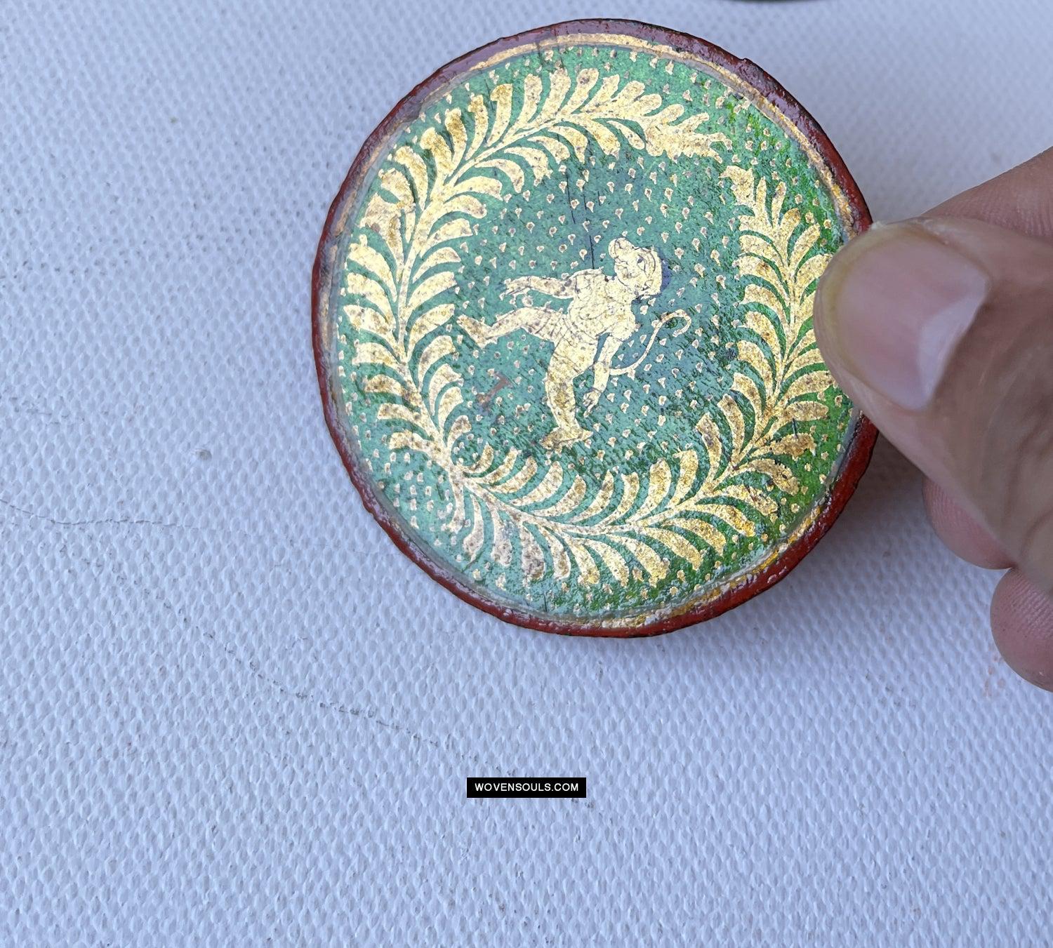 1383-C Group of Antique Lacquered Ganjifa Playing Cards with Gold Illumination-WOVENSOULS Antique Textiles & Art Gallery