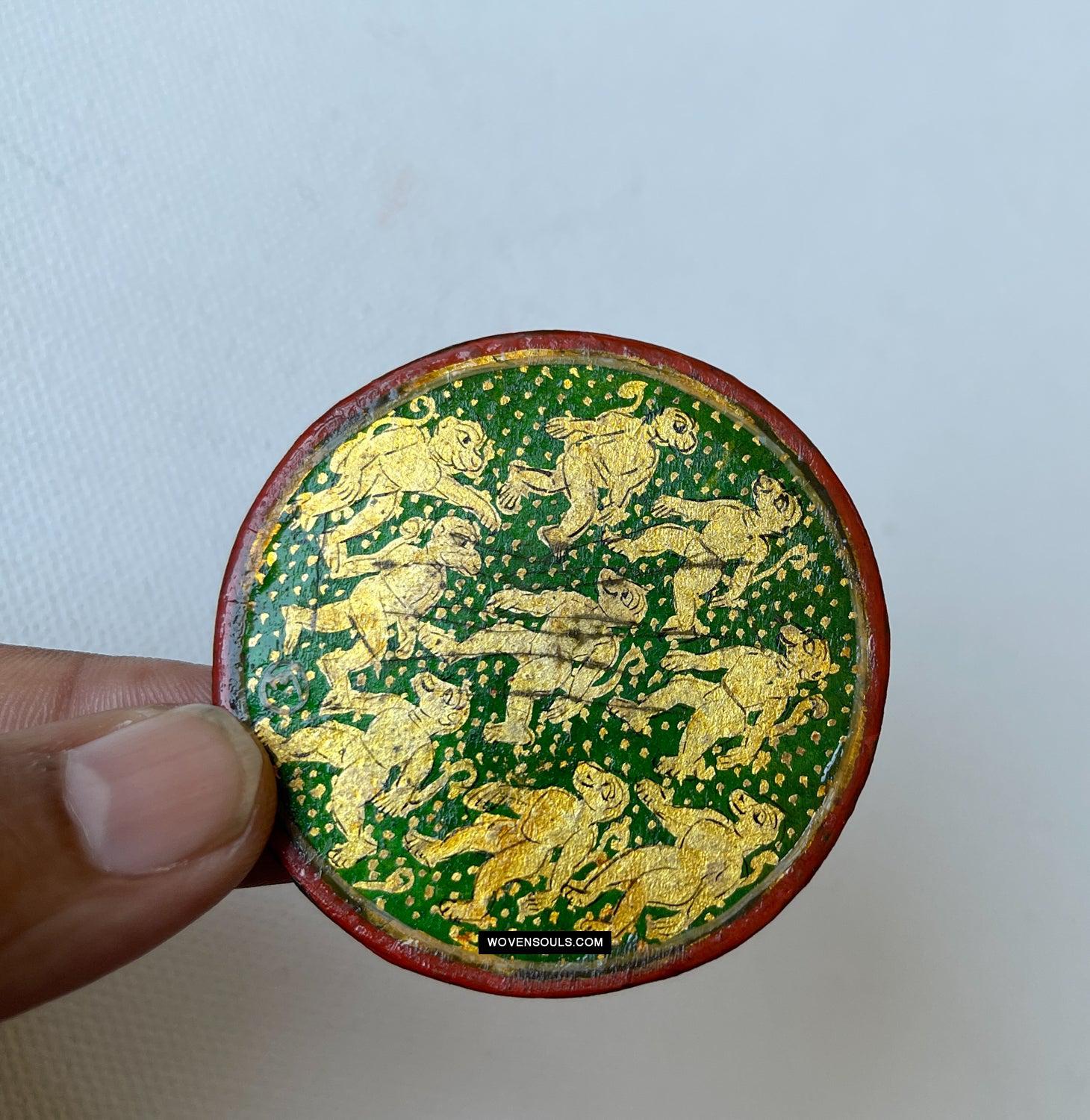 1383-C Group of Antique Lacquered Ganjifa Playing Cards with Gold Illumination-WOVENSOULS Antique Textiles & Art Gallery