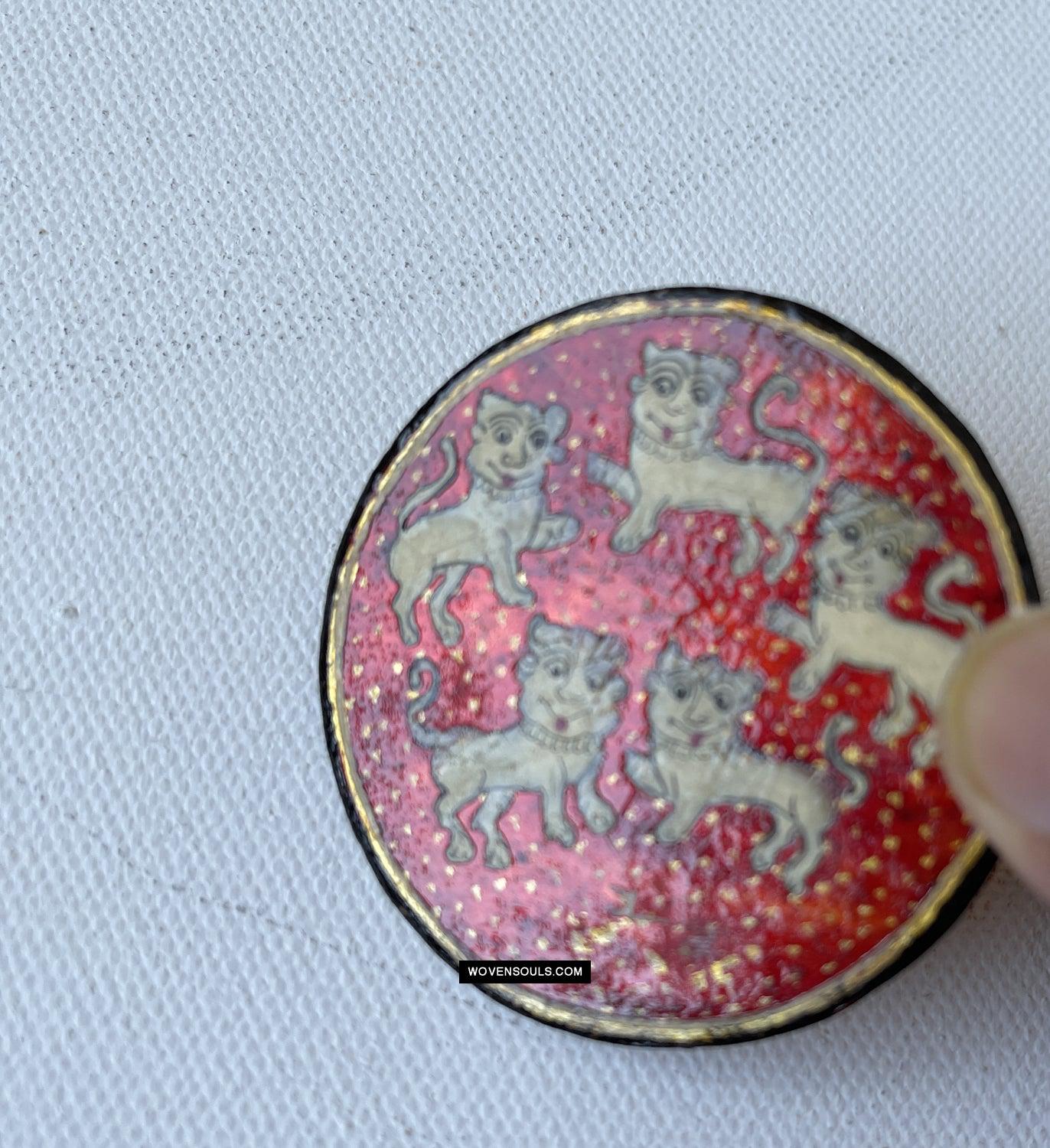 1383-D SOLD Group of Antique Lacquered Ganjifa Playing Cards with Gold Illumination-WOVENSOULS Antique Textiles & Art Gallery