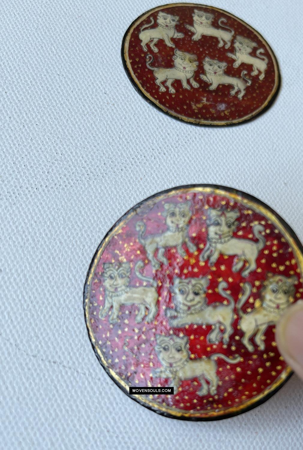 1383-D SOLD Group of Antique Lacquered Ganjifa Playing Cards with Gold Illumination-WOVENSOULS Antique Textiles & Art Gallery