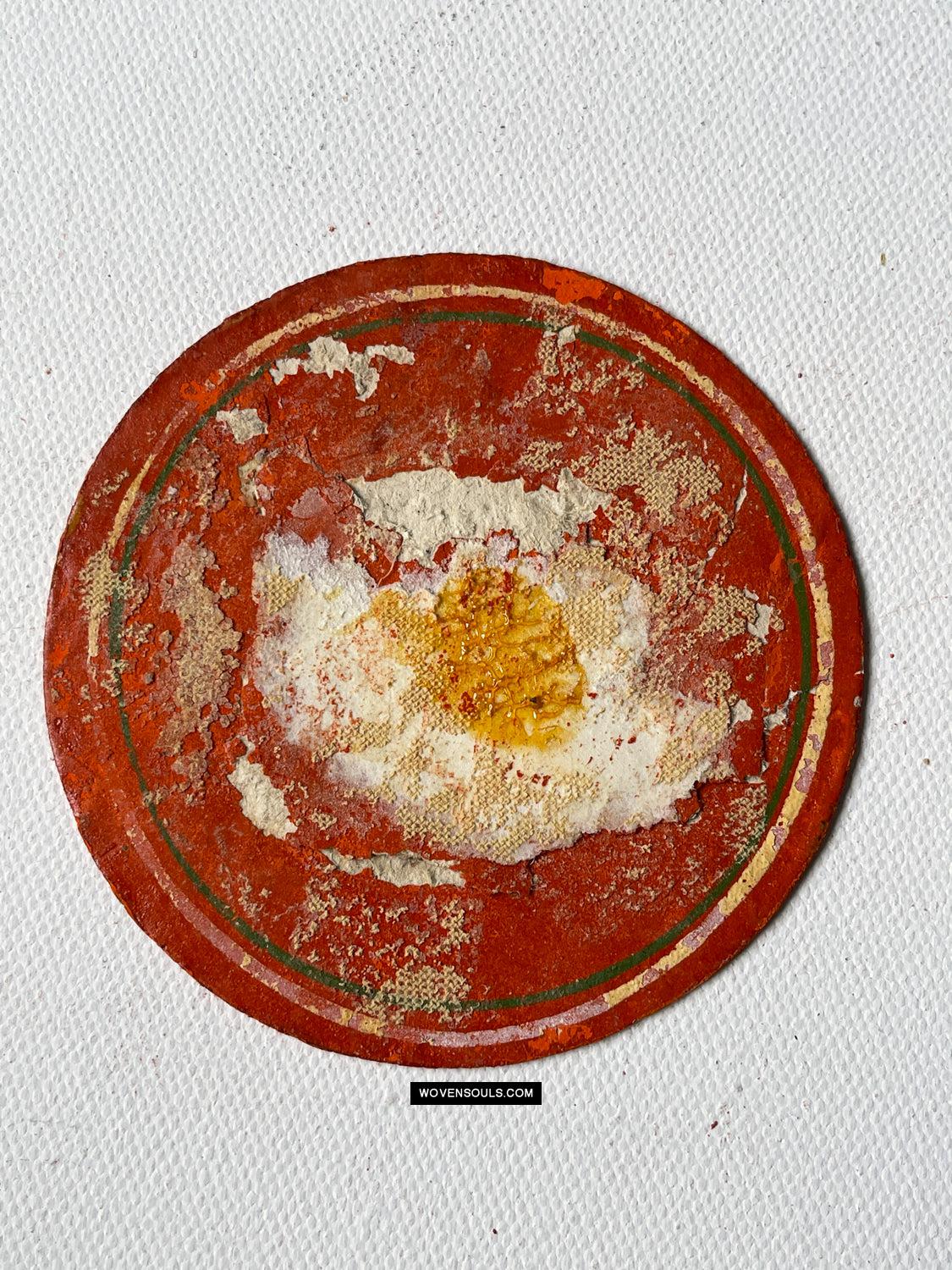 1384-B TWO Large Antique Lacquered Ganjifa Playing Cards - Premium Face Court Card-WOVENSOULS Antique Textiles & Art Gallery